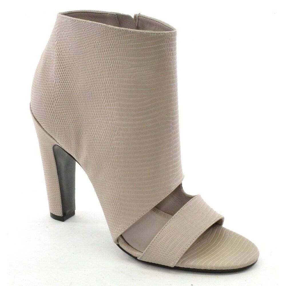 Vince Sansa Gray Leather Open Toe Heel Booties 9 M New